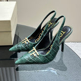 ANGELINA 10 CM SLINGBACK IN GREEN FOREST CROCODILE PATTERN CALFSKIN